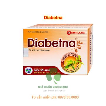 Diabetna hỗ trợ sinh tân, chỉ khát, làm hạ đường huyết. Hỗ trợ điều trị bệnh tiểu đường, ổn định đường huyết và ngăn ngừa các biến chứng của bệnh tiểu đường.