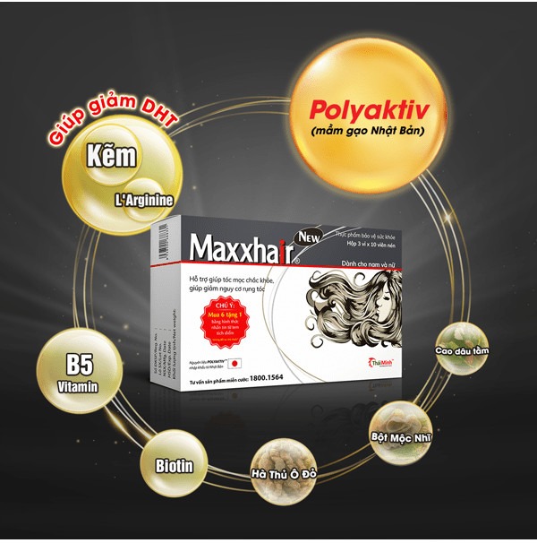Viên uống mọc tóc Maxxhair phiên bản mới bổ sung tinh chất Polyaktiv cho tác dụng mạnh mẽ hơn