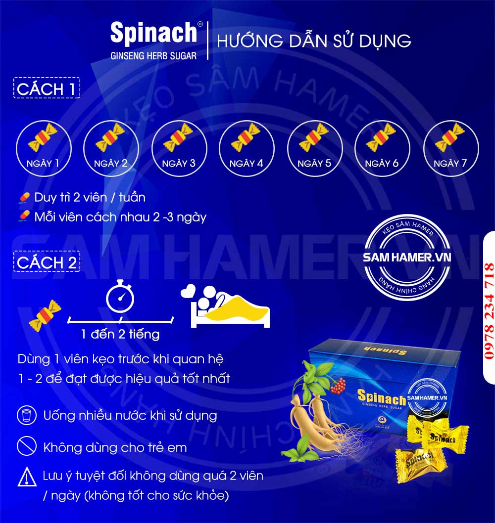 cách dùng kẹo sâm spinach như nào